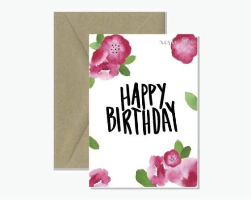 Happy Birthday Floral Watercolour Greeting Card - Rosie Lou