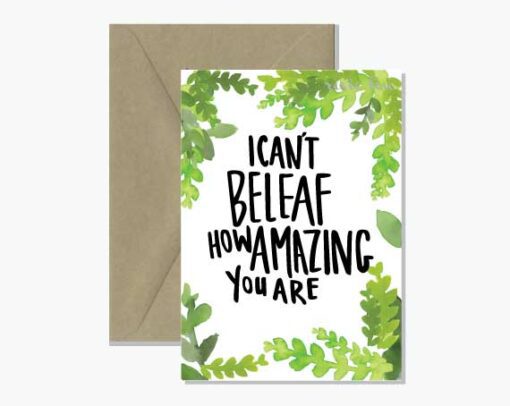 Cant beleaf pun greeting card watercolour