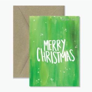 Merry Christmas Green Watercolour card