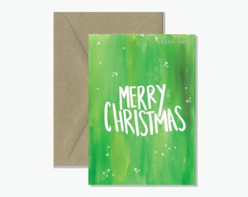 Merry Christmas Green Watercolour card