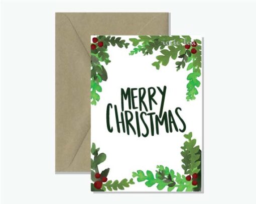 Merry Christmas Watercolour Greeting Card