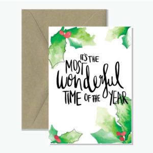 Most wonderful watercolour holly card