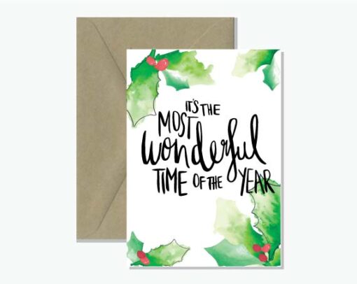 Most wonderful watercolour holly card