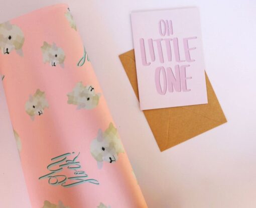 Oh Flock Gift Wrap + Oh Little One Greeting Card