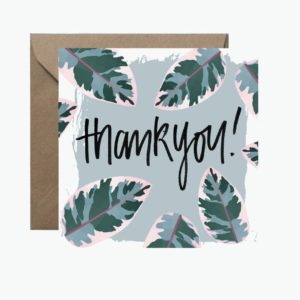Thank You Rubber Leaf Square Greeting Card