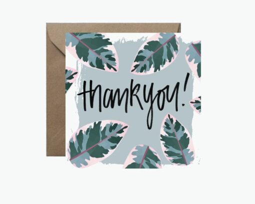 Thank You Rubber Leaf Square Greeting Card