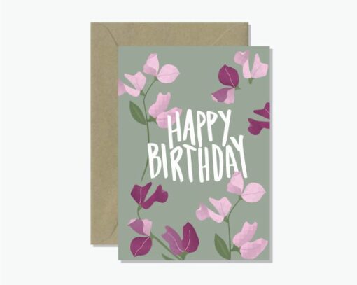 Sweet Pea Happy Birthday Greeting Card
