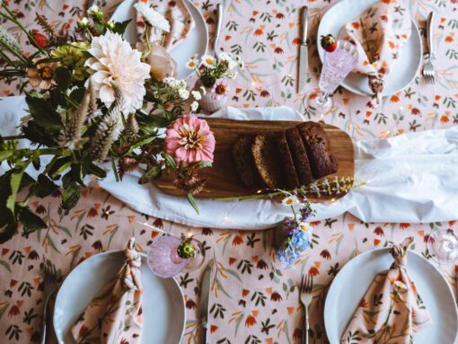 Rosie Lou tablecloth Bush botanicals