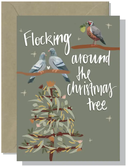 Flocking around the Christmas Tree | Christmas Card